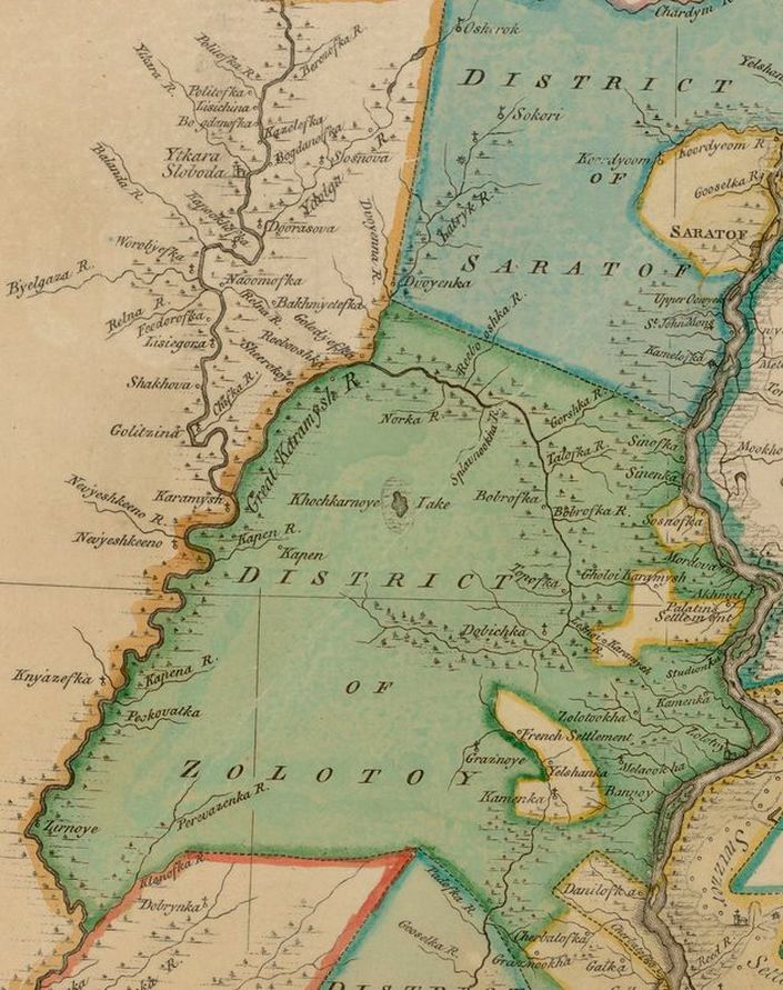 1765 map showing the settlement area of Norka