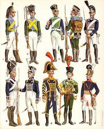 Illustration of German soldiers in Napoleon's Army