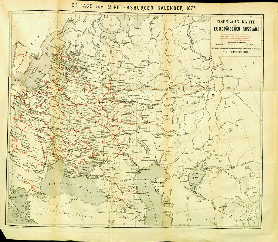 European Russia Railroad Map 1877