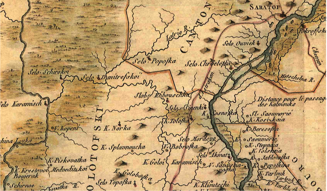 Volga German colonies map 1773