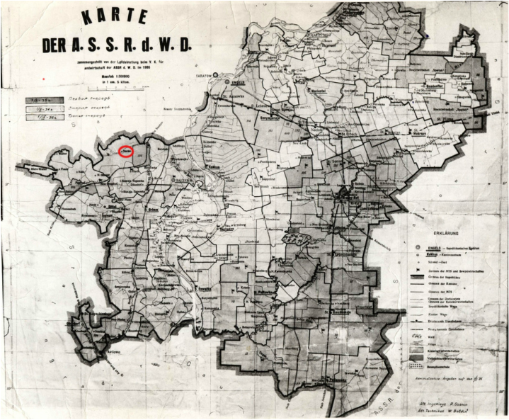 Map of the Volga German ASSR