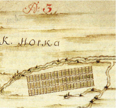 Plan for Kolonie Norka drawn by the Russian gov circa 1768