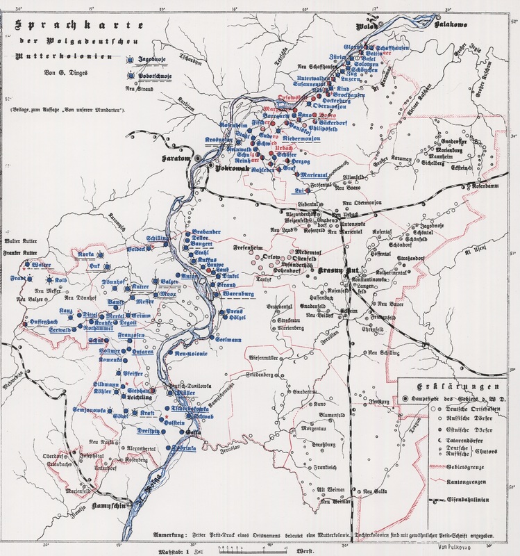 Volga German dialect map
