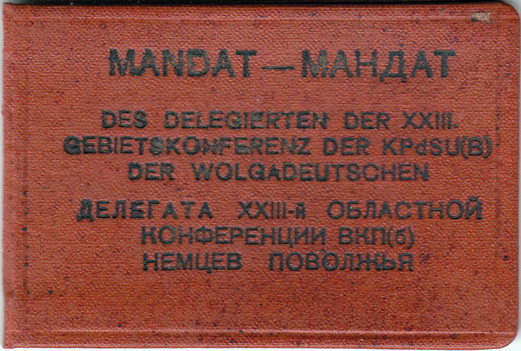 Identification card for Volga German party members