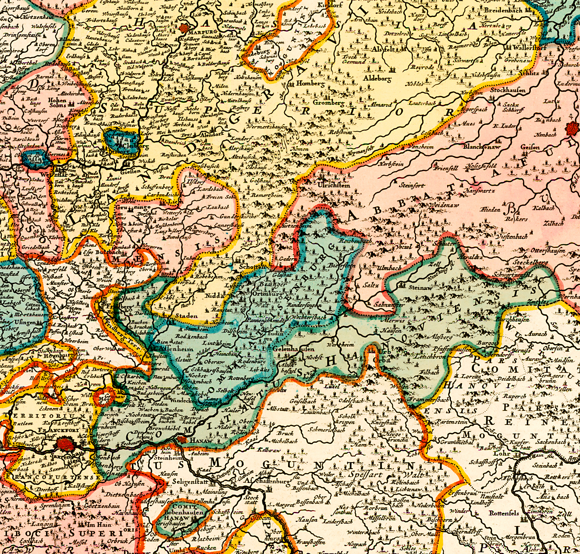 1760s map showing County of Isenburg
