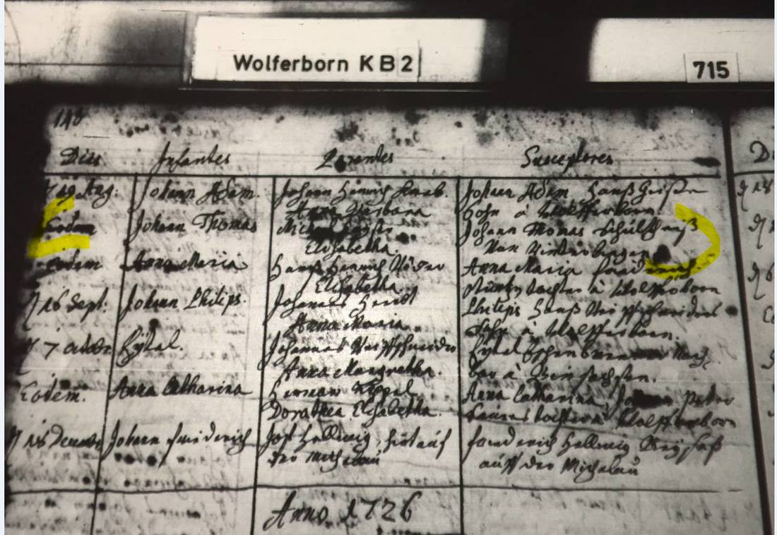 Johann Thomas Kaiser baptism record